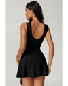 Black Sleeveless Knot Skirt Hem Sports Romper - M