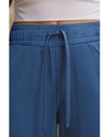 Sail Blue Drawstring High Waist Wide Leg Pocketed Sweatpants - XL