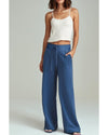 Sail Blue Drawstring High Waist Wide Leg Pocketed Sweatpants - XL