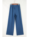 Sail Blue Drawstring High Waist Wide Leg Pocketed Sweatpants - XL