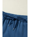 Sail Blue Drawstring High Waist Wide Leg Pocketed Sweatpants - XL