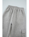 Light Grey Multi Pockets Lace-up High Waist Wide Leg Workout Pants - L
