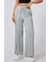 Gray Seamed Drawstring High Waist Wide Leg Sweatpants - 2XL