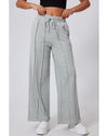 Gray Seamed Drawstring High Waist Wide Leg Sweatpants - 2XL