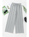 Gray Seamed Drawstring High Waist Wide Leg Sweatpants - 2XL