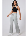 Gray Seamed Drawstring High Waist Wide Leg Sweatpants - 2XL