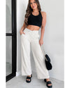 Light Grey Cross-Waist Wide Leg Lounge Pants - XL