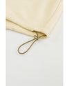 Beige Color Block Drawstring Cropped Athleisure Jacket - 2XL