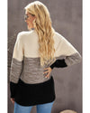 Black Color Block Netted Texture Pullover Sweater - M