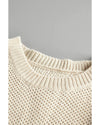 Black Color Block Netted Texture Pullover Sweater - M