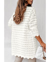 Azura Exchange White Wavy Trim Open Knit Long Sleeve Cardigan - L
