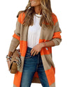 Azura Exchange Orange Colorblock Ribbed Knit Cardigan - L