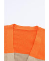 Azura Exchange Orange Colorblock Ribbed Knit Cardigan - L