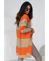 Azura Exchange Orange Colorblock Ribbed Knit Cardigan - M