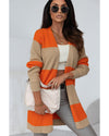 Azura Exchange Orange Colorblock Ribbed Knit Cardigan - M