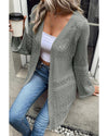 Gray Pointelle Knit Open Front Cardigan - L