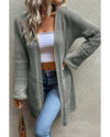 Gray Pointelle Knit Open Front Cardigan - S