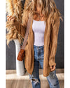 Azura Exchange Khaki Ribbed Trim Eyelet Cable Knit Cardigan - XL