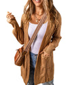 Azura Exchange Khaki Ribbed Trim Eyelet Cable Knit Cardigan - XL