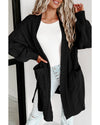 Black Ribbed Trim Eyelet Cable Knit Cardigan - L