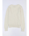 Apricot Lace Trim Ribbed Round Neck Button Up Cardigan - L