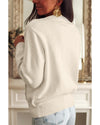 Apricot Lace Trim Ribbed Round Neck Button Up Cardigan - L