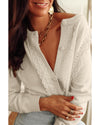 Apricot Lace Trim Ribbed Round Neck Button Up Cardigan - M