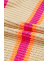 Stripe Printed Ribbed Long Knitted Cardigan - M