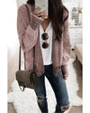 Pink Chunky Waffle Knit Oversized Collar Cardigan - L