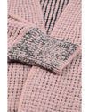 Pink Chunky Waffle Knit Oversized Collar Cardigan - L