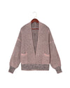 Pink Chunky Waffle Knit Oversized Collar Cardigan - M