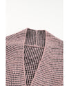 Pink Chunky Waffle Knit Oversized Collar Cardigan - M