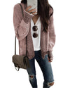 Pink Chunky Waffle Knit Oversized Collar Cardigan - M