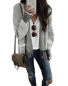 Gray Chunky Waffle Knit Oversized Collar Cardigan - XL