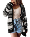 Black Colorblock Textured Knit Buttoned Cardigan - 2XL