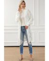 White Rhombus Hollowed Knit Open Front Cardigan - L