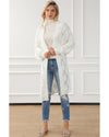 White Rhombus Hollowed Knit Open Front Cardigan - L