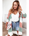 Green Colorblock Stripe Open-Front Cardigan - L