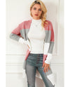 Green Colorblock Stripe Open-Front Cardigan - L