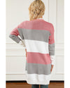 Green Colorblock Stripe Open-Front Cardigan - L