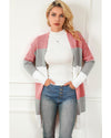 Green Colorblock Stripe Open-Front Cardigan - L