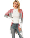 Green Colorblock Stripe Open-Front Cardigan - M