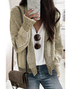 Apricot Plaid Contrast Trim Open Front Cardigan - XL