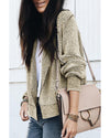 Apricot Plaid Contrast Trim Open Front Cardigan - XL