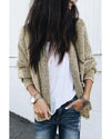 Apricot Plaid Contrast Trim Open Front Cardigan - XL