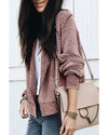 Peach Blossom Plaid Contrast Trim Open Front Cardigan - XL
