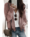 Peach Blossom Plaid Contrast Trim Open Front Cardigan - XL