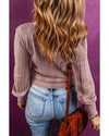 V Neck Buttoned Textured Sweater Cardigan - M