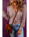 V Neck Buttoned Textured Sweater Cardigan - XL