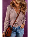 V Neck Buttoned Textured Sweater Cardigan - XL